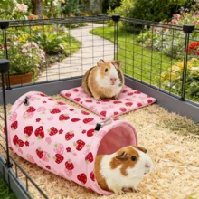 Guinea & Hamster Hideout, Small Pet Tunnel &Tube, Soft Fleece Small Animal Tunnel Tube & Mat & Corner Hideout Cage Accessories For Guinea, Rabbit, Ferret, Chinchilla, Hedgehogs. - View 4