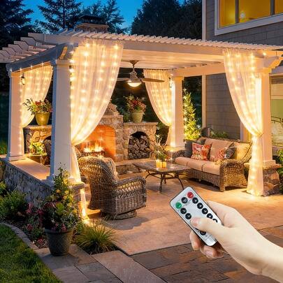 Romantic Atmosphere String Lights, Suitable For Valentine's Day Decor, Home Lighting, Birthday Party Decor, Room/Bedroom/Living Room Decor, Garden Decor, Indoor/Outdoor Decor, Holiday Lights, Wedding Party Decor, Fairy Garland Lights, Curtain Lights With Remote Control 8 Modes, 4 Color Options, Patio Decor, Room Decor Lights, Camping Decor Lights, Christmas & Halloween Decorative Lights