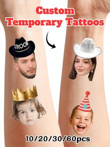 Customized Photo Temporary Tattoos For Adults, Personalized Fake Tattoos With Names For Couples, Bachelorette Party Temporary Tattoos, Valentine's Day Gifts, Wedding Gifts, Wedding Accessories, Bridesmaid Gifts, Christmas Gifts, Christmas Decorations, Thanksgiving Gifts, New Year Gifts, Party Decorations - Multicolor - View 2