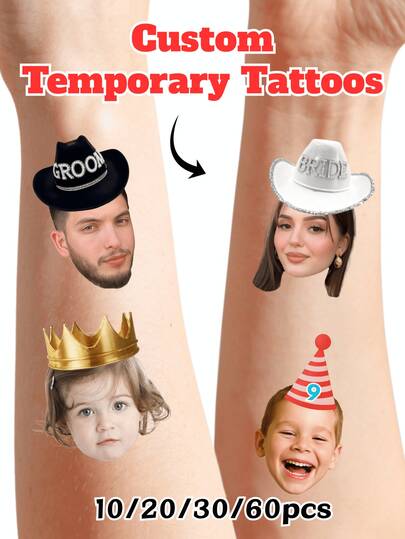 Customized Photo Temporary Tattoos For Adults, Personalized Fake Tattoos With Names For Couples, Bachelorette Party Temporary Tattoos, Valentine's Day Gifts, Wedding Gifts, Wedding Accessories, Bridesmaid Gifts, Christmas Gifts, Christmas Decorations, Thanksgiving Gifts, New Year Gifts, Party Decorations