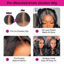 SHINEHAIR 7x5 Glueless Human Hair Wigs, Pre-Plucked And Pre-Cut, For Women, Brazilian Hair, 180% Density, Wavy, Human Hair Wigs With Transparent Lace Front, Pre-Plucked With Baby Hairs For Women - Natural Black - 查看 11
