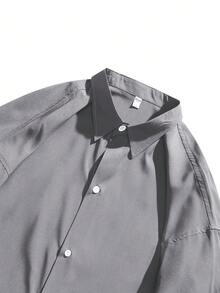 Men's Business Commuting Short Sleeved Shirt, Loose And Versatile, Summer Button Thin Lightweight Top - Dark Grey - View 6
