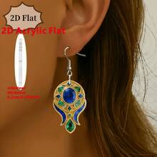 2D Flat Bohemian Gem Acrylic Earrings - Multicolor - View 7