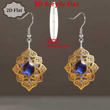 Bohemian Floral 2D Acrylic Printing Earrings – Blue Gem Design, Luxury Gifts For Women - Multicolor - View 6