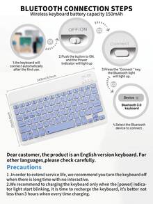 Detachable Wireless Bluetooth Keyboard (150mAh) With Pen Slot Keyboard Case Compatible With Samsung Galaxy Tab, Redm SE - Purple - View 7