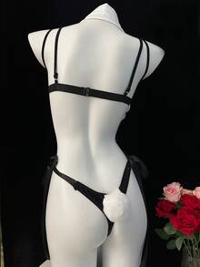 连体裤 1 件 + 发带 1 个 + 领结 1 个 + 项链 1 个 + 手镯 2 个，性感内衣 性感女士连体裤 兔女郎角色扮演女仆制服套装 诱惑撩人 女士服装 睡衣制服 性感内衣套装 - 黑色 - 查看 6