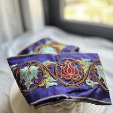 Traditional Chinese Embroidered Lace Trim, Auspicious Cloud Pattern, DIY Clothing Accessory - Claret - View 3