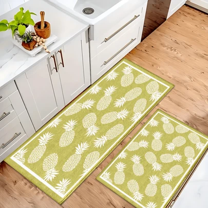 1 قطعة سجادة مطبوعة بنمط الأناناس، حصيرة صوفية مزيفة - عالية الامتصاص، سهلة التنظيف، مناسبة لديكور المنزل، المزرعة، المدخل، الداخلي، الغرفة، المطبخ، غرفة الطعام، المكتب الصغير/المنزلي، الحوض، غرفة الغسيل، حصيرة الباب، حصيرة المطبخ، حصيرة مانعة للانزلاق