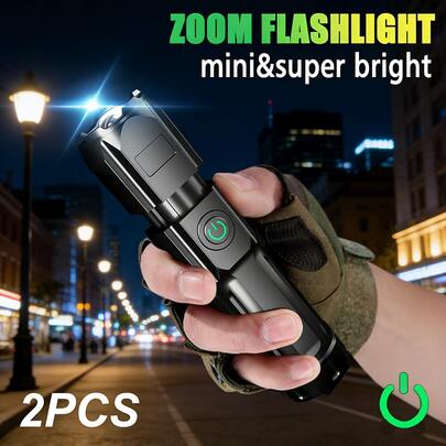 Foco de patrulla para exteriores, linterna recargable portátil y compacta con telescopio