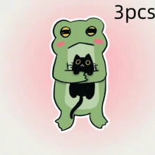 1张/3张青蛙拥抱黑猫贴纸，咖啡爱好者妈妈俱乐部，疲惫妈妈，叛逆女孩 - 聚丙烯材质，适用于汽车保险杠、笔记本电脑和水杯 - 生命、宇宙和万物象征，剪贴簿用品 - 乙烯基 - 查看 13