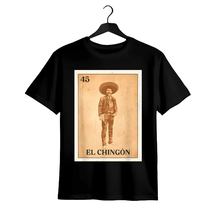 Retro EL CHiNGoN. Zapata Mexican Bingo Version T-Shirt - 黑色 - 查看 1