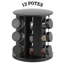 12-Jar Rotating Spice Rack, Black - Black - View 2