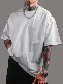 Premium Basic Oversized Streetwear T-Shirt, Plain, 30.1 Combed Cotton. - trắng - Xem 4