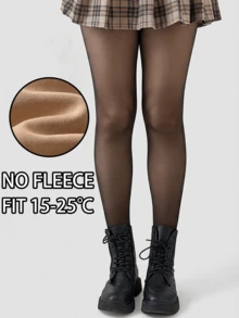 1 Pair Children's Warm Tights For Autumn/Winter, Girls' Black Opaque Thick Thermal Tights With Warm Lining, Suitable For Little Girls, Temperature Range -5°C To 10°C - Black - View 12