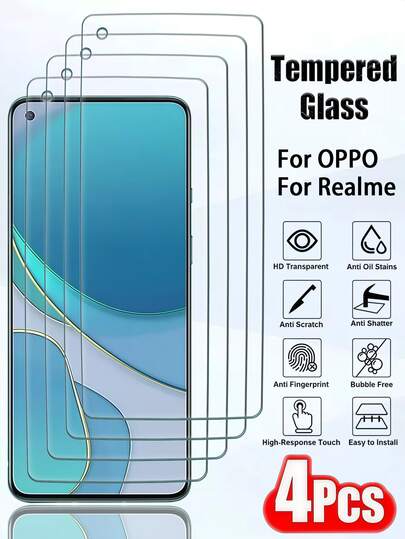 [4 Packs] High-Definition Tempered Glass Screen Protector For / Phones, Compatible With RENO 12F 4G, A98, 14X, C65, And X50 5G. Features 9H High-Definition Tempered Glass Technology For Drop And Scratch Resistance, Water And Oil Resistance, Providing All-Around Protection For Your Phone Screen. Suitable As A Holiday Gift/Birthday Gift/Mother's Day Gift/For Your Boyfriend/Girlfriend.