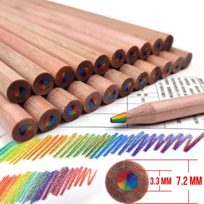 Lápices de arcoíris de 7 colores degradados, diseño de degradado integrado, artículos de papelería creativos para estudiantes en exámenes, dibujo y escritura, suministros de alta calidad para diarios y arte, artículos de oficina