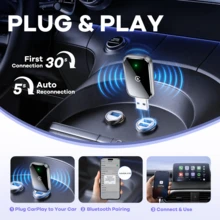 REMAX 无线 CarPlay 适配器，兼容 Apple CarPlay，轻松将有线 CarPlay 升级为无线 CarPlay，即时连接，自动重连，超迷你 CarPlay 适配器，兼容 iPhone，适用于内置 CarPlay 的汽车，超迷你尺寸汽车配件，超级实用的汽车用品 - KY-4193 - 查看 9