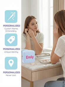 Custom Name Monogram Cosmetic Bag, Monogram Embroidered Makeup Bag, Customized Toiletry Bags,Personalized Bridesmaid Makeup Bag, Seersucker Cosmetic Bag For Girl, Large Capacity Cosmetic Bag, Makeup Organizer, Monogrammed Toiletry Bag - Multicolor - View 4