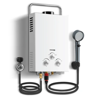 Outdoor Propane Tankless Water Heater - 6L 1.58 GPM Portable Gas Water Heater With Handle & Overheating Protection, Instant Hot Water For RV Cabin Camping Boat Barn