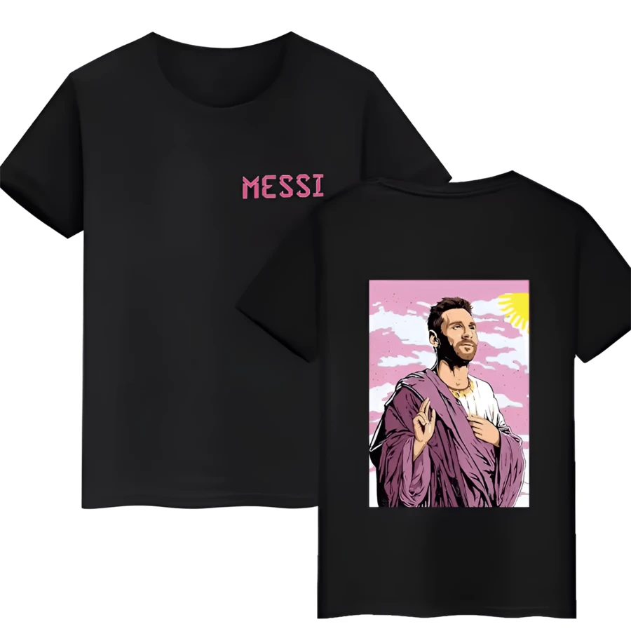 Messis Double-Sided Printed Cotton T-Shirt Summer Children's Short-Sleeved Casual Sports Top Blacks Kidss Clothing Boys And Girls (1) - Black - View 1