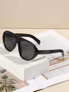 1 pieza Gafas decorativas de mujer con marco de rana estilo europeo y americano, estampado de leopardo y parches, versátil para uso urbano, estilo todo a juego para otoño/invierno, casual de negocios, regalo, estilo universitario, temporada de vuelta al colegio - Multicolor - Ver 2
