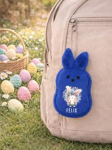 1 Pc Custom Name Floral Alphabet Bunny Wallet, Rabbit Plush Coin Purse With Wristband, Easter Basket Filler, Easter Gift - Multicolor - View 4