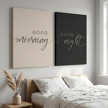 半幅帆布画，可选画框，现代艺术，早安，晚安，励志语录，黑白创意混搭，房间装饰，墙面艺术海报，客厅沙发背景墙，玄关走廊装饰，家居装饰，卧室，浴室，房间，办公室，学校，艺术礼品，黑白语录艺术，适用于卧室、浴室、办公室、宿舍装饰 - 彩色 - 查看 9