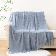 Lightweight, Breathable, Air-Conditioning Blanket, Knitted, Soft, All-Season Throw Blanket - Sky Blue - View 10