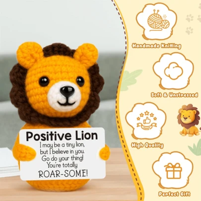 1件手工钩编桌面摆件，可爱动植物科幻设计，生日、母亲节、父亲节礼物，送给家人、朋友、同事，传递正能量，毕业、节日、派对礼品