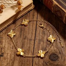1pc Elegant Stainless Steel Chain Bracelet With Embossed Four-Leaf Flower Decor, Suitable For Women's Daily Wear Or As Gift - Yellow Gold - View 10