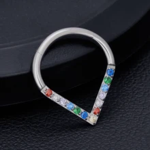 1pc G23 Titanium Cubic Zirconia 16G Nose Ring Spiral Septum Cartilage Earring Jewelry For Women - Gold 3 - View 11