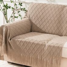 Selimut Lempar Warna Hijau Sage, Cocok untuk Sofa, Dekorasi Rumah Gaya Boho, Selimut Sofa Warna Biru Muda, Cocok untuk Sofa dan Ruang Tamu - Khaki - View 5