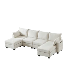 Sofas & Couches - Beige + Chenille + Foam+Spring + 6 Seat - View 5