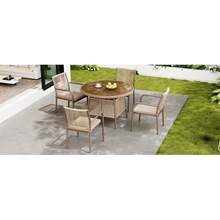 Modern Rattan Garden Furniture Set, Round Glass Table + 4 Armchairs, Iron Frame, Ideal For Patio / Balcony / Terrace - C - View 7