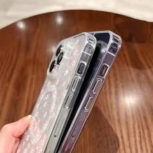 La pantalla está llena de lazos rosas y margaritas. Funda para teléfono impresa, paquete individual, material transparente de TPU + PC, compatible con carga inalámbrica magnética, a prueba de golpes, resistente a rayones, compatible con iPhone 17 Pro Max/17/17 Pro/17/11/12/12 Pro/12 Plus/13/13 Pro/13 Plus/13 Pro Max/14/14 Plus/14 Pro/14 Pro Max/15/15 Plus/15 Pro/15 Pro Max/16/16 Plus/16 Pro/16 Pro Max/16e, S25 Ultra/S24 Plus/S23+/S22/A35/A55/A15/A16/A36/A56/A26/A54/S25 Edge - transparente - Ver 7