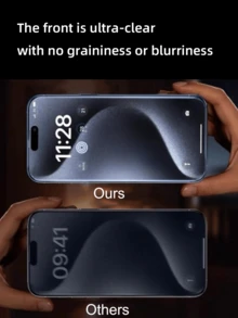 2pcs Full Coverage Privacy Tempered Glass Screen Protector Compatible With IPhone 15 Pro Max / 16 Pro / 17, Anti-Spy, Anti-Fingerprint, Smooth Touch, Scratch Resistant - Black - View 3