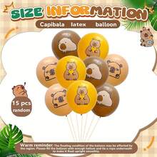 10/15 piezas Conjunto de globos de aluminio con temática de capibara en miniatura, adecuado para decoración de fiesta de cumpleaños, estilos aleatorios - Conjunto de globos de capibara - Ver 8