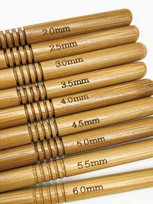 2.0-6.0mm Silver Head Round Wooden Handle Bamboo Crochet Hooks, Suitable For Various Yarn Thickness, Non-Slip, Usable All Year Round - Round Wooden Handle Silver-headed Crochet Hook - View 6