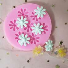 3D Small Chrysanthemum & Cherry Blossom Hollow Flower Silicone Mold, DIY Flower Resin Casting, Clay, Plaster Decorative Mold - Pink - View 5