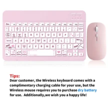 Combo de teclado y ratón inalámbricos Bluetooth, conjunto inalámbrico de teclado y ratón ultra delgado y portátil, compatible con Android, tabletas Windows, teléfonos inteligentes, iPad Pro, iPad Air, iPad Mini, iPadOS/iOS 13 y superior (rosa) - Rosa - Ver 8