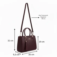 Women's Bag Kit Large Bag + Medium Bag + Shoulder Bag + Wallet - 紫紅色 - 查看 7