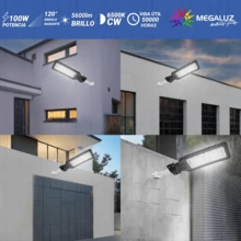 Lampara Suburbana De 100w Con Fotocelda 6500k 5600 Lm Gris Blanco Frío - Gris Claro - Ver 6