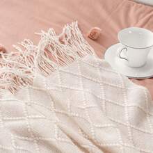 Chăn màu xanh lá cây nhạt, thích hợp cho ghế sofa, trang trí nhà kiểu Boho, chăn màu xanh nhạt cho ghế sofa và phòng khách. - trắng - Xem 7