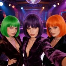 带刘海的波波头假发，女士12英寸短直发假发，耐热合成假发，日常佩戴，派对及动漫角色扮演假发，圣帕特里克节装扮假发 - 彩色 - 查看 2