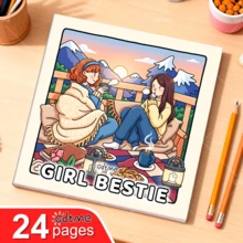 GDTME Libro "Mejores Amigas" de 20 cm de largo, con 24 páginas interiores gruesas, libro para colorear con temática de amistad, dibujos hechos a mano sobre hermandad y amistad, adecuado como regalo para Pascua, Día de la Amistad, Día de la Madre, libro para colorear para adultos, útiles de oficina y escolares - Espesamiento de perlas - Ver 2
