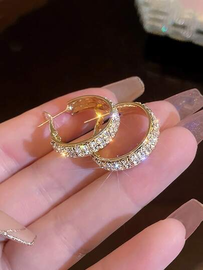 1 Pair Elegant Fashion Micro-Inlaid Diamond Earrings, High-End Versatile, Personalized Earrings For Women