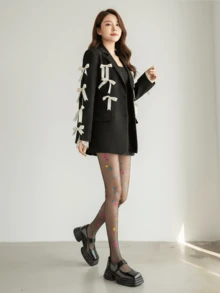 1 đôi tất nữ cho mùa xuân và mùa hè, tất mỏng màu đen mùa hè, tất đen công sở, phụ kiện hình bướm nhiều màu, quần legging siêu mỏng mùa hè, quần legging và tất ôm sát. - màu đen - Xem 7