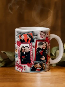 1pc Customized Photo Mug, Personalized Ceramic Coffee Cup With Realistic 3D Effect Artistic Flat Printed Pattern, Smooth Glossy Surface, Can Customize Personal Photo, Portrait Or Illustration, Professional Layered Visual Effect, Not Embossed Or Engraved Mug - Multicolor - View 2