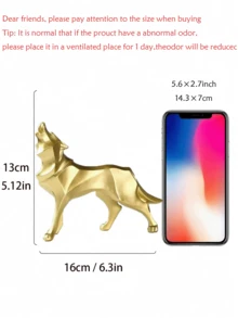 Geometric Wolf Sculpture - Modern Abstract Animal Sculpture, Minimalist Home Decor Suitable For Living Room, Office, Bookshelf, Nordic Style Decorative Ornament, White And Gold - Multicolor - View 7