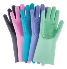Magic Gloves Silicone Cleaning Brush For Dishwashing, Kitchen Dishwashing, Multipurpose Sponge, Pet - Màu xanh lá - Xem 6